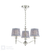 English Heritage Marble Hill 3 Light Armed Pendant Polished Nickel With Shade